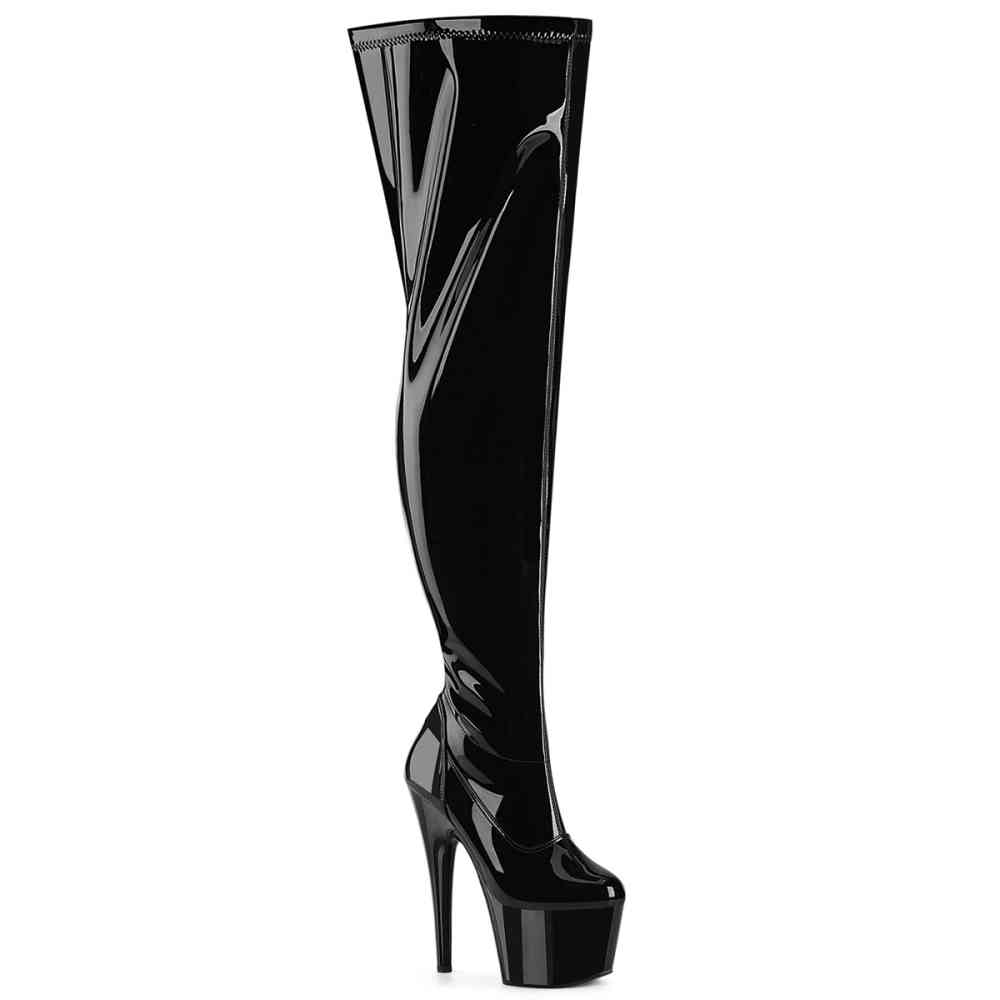 Pleaser - ADORE-3000WCF Platform Overknee Boots - Black